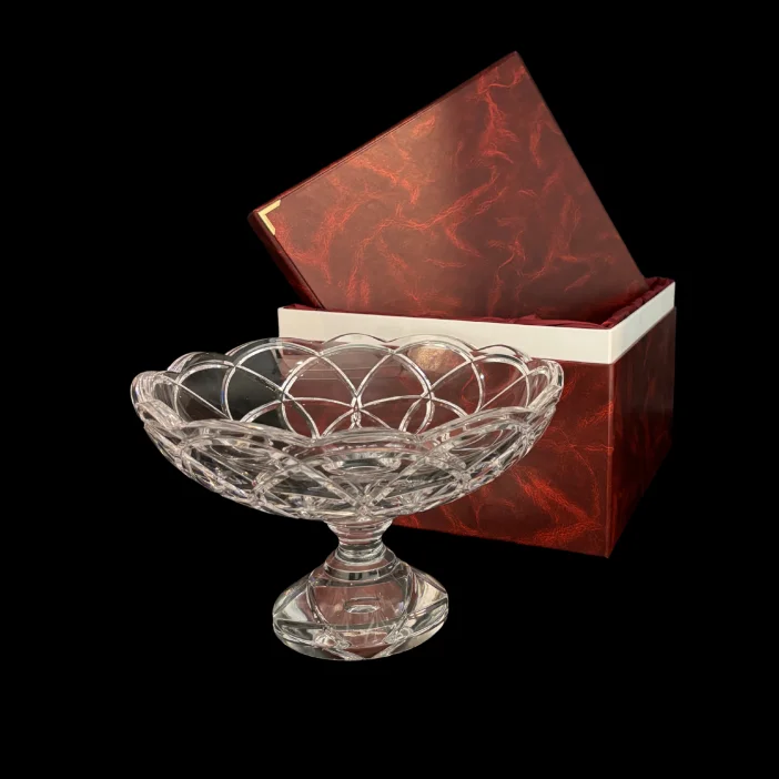 CRYSTAL KAM Hand-cut crystal footed bowl clear 28 cm