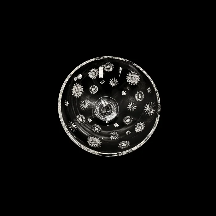 CRYSTAL KAM hand-cut crystal pedestal bowl Abstrakt 28cm