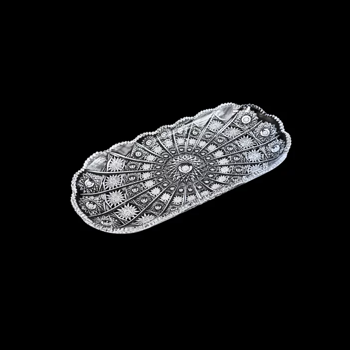 CRYSTAL KAM Hand-cut crystal oval tray clear 35 cm