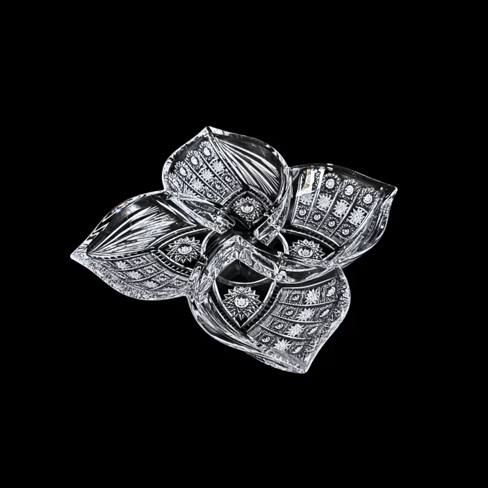 CRYSTAL KAM Hand-cut crystal Lotos serving dish 35 cm
