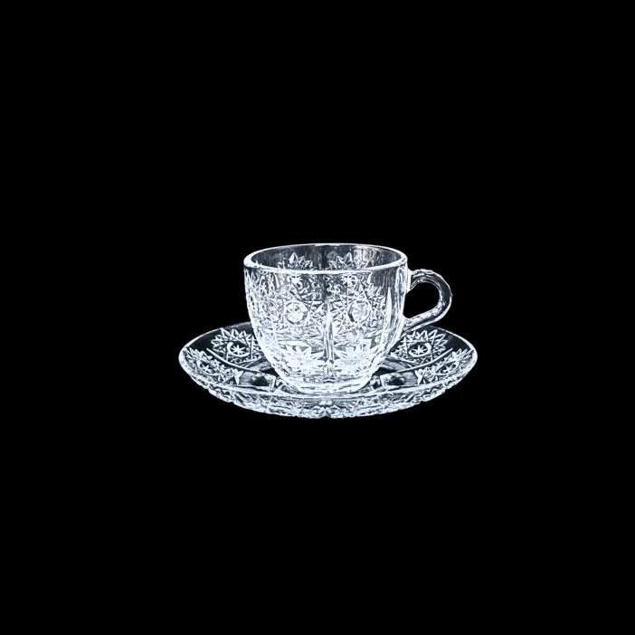 CRYSTAL KAM Hand-cut espresso cup with saucer 90 ml - set of 2