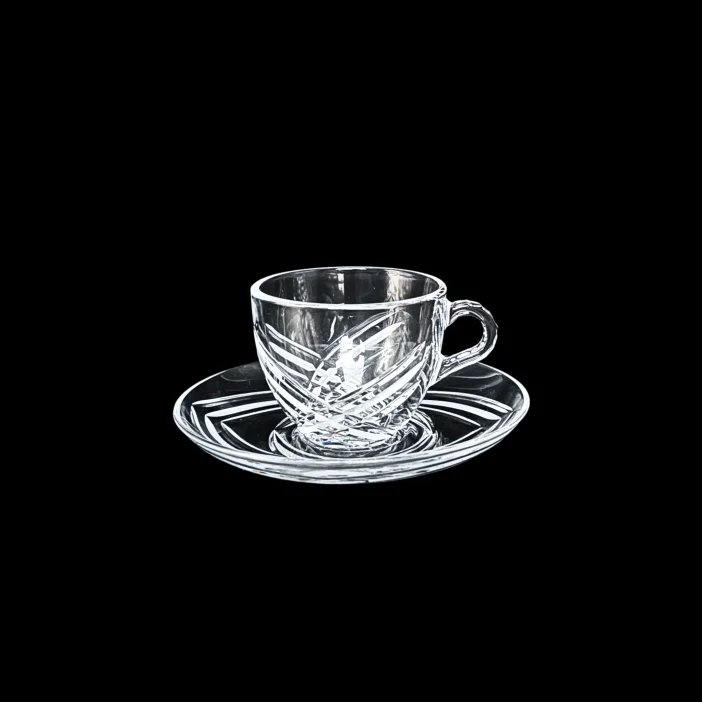 CRYSTAL KAM Ručne brúsená šálka s podšálkou Espresso Vesica 90ml